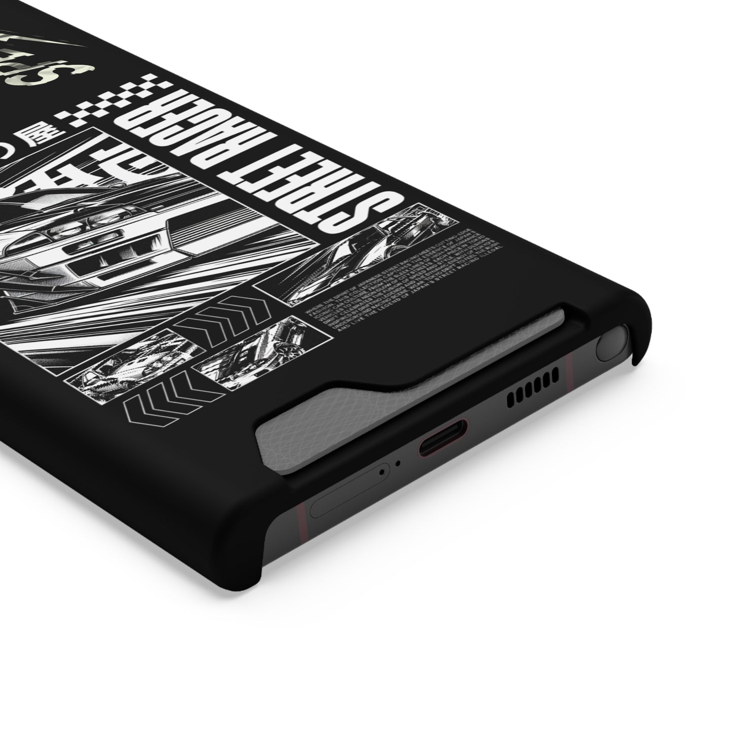 Street Race Phone Case with Card Holder, Racer's Gift, Car Enthusiast Accessory, Unique Phone Cover, Birthday Present, Modern Style