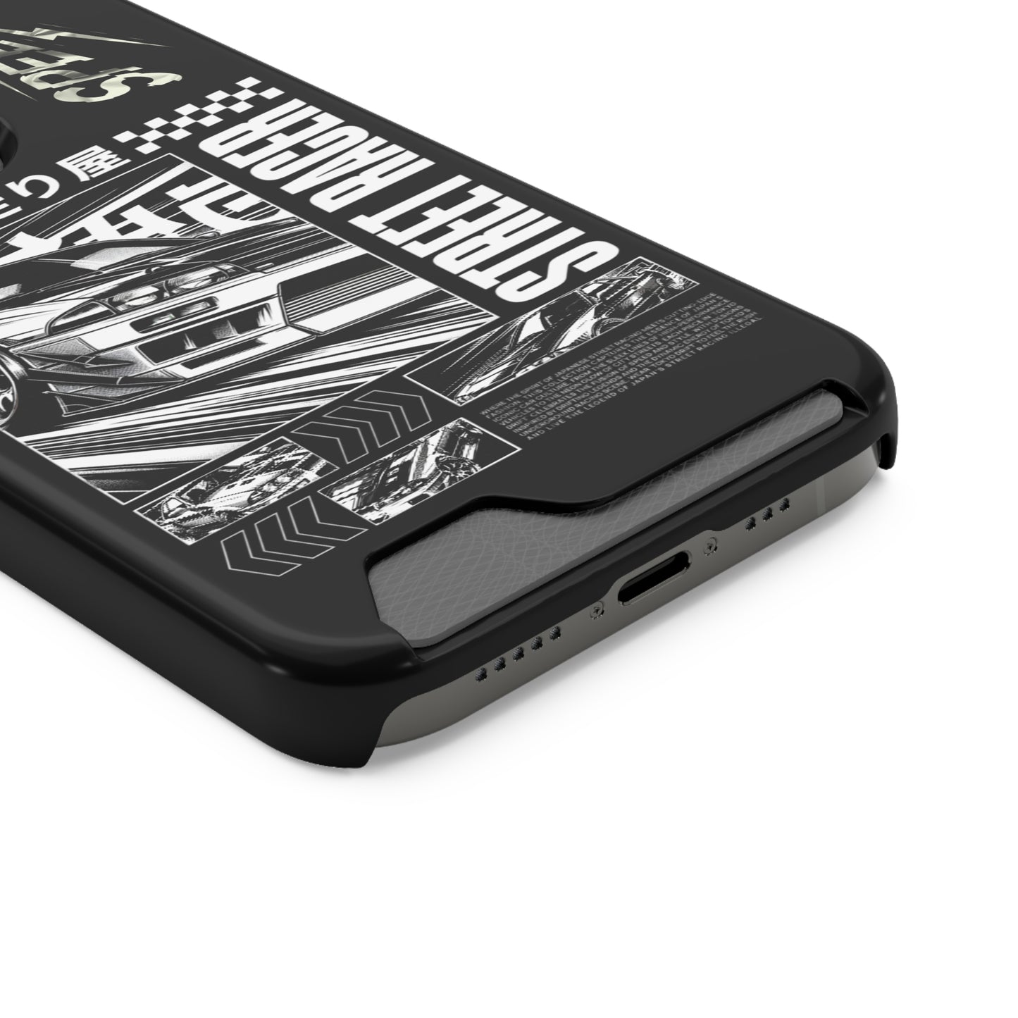 Street Race Phone Case with Card Holder, Racer's Gift, Car Enthusiast Accessory, Unique Phone Cover, Birthday Present, Modern Style