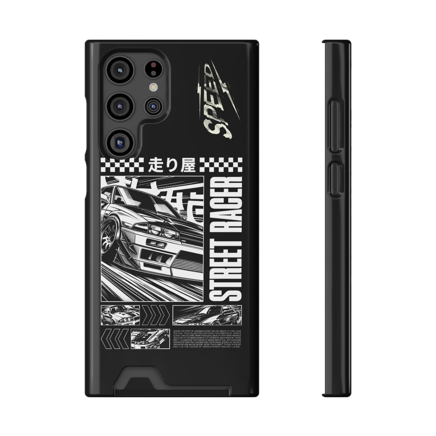 Street Race Phone Case with Card Holder, Racer's Gift, Car Enthusiast Accessory, Unique Phone Cover, Birthday Present, Modern Style