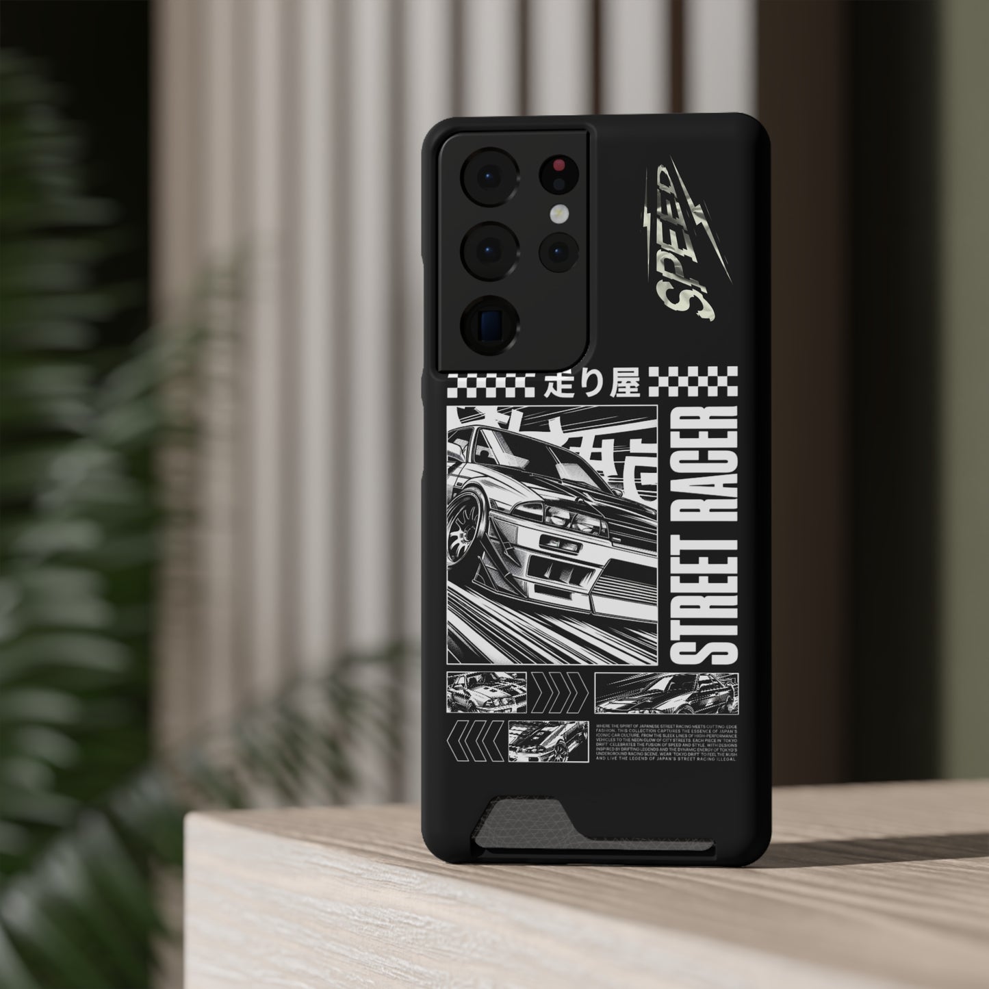 Street Race Phone Case with Card Holder, Racer's Gift, Car Enthusiast Accessory, Unique Phone Cover, Birthday Present, Modern Style