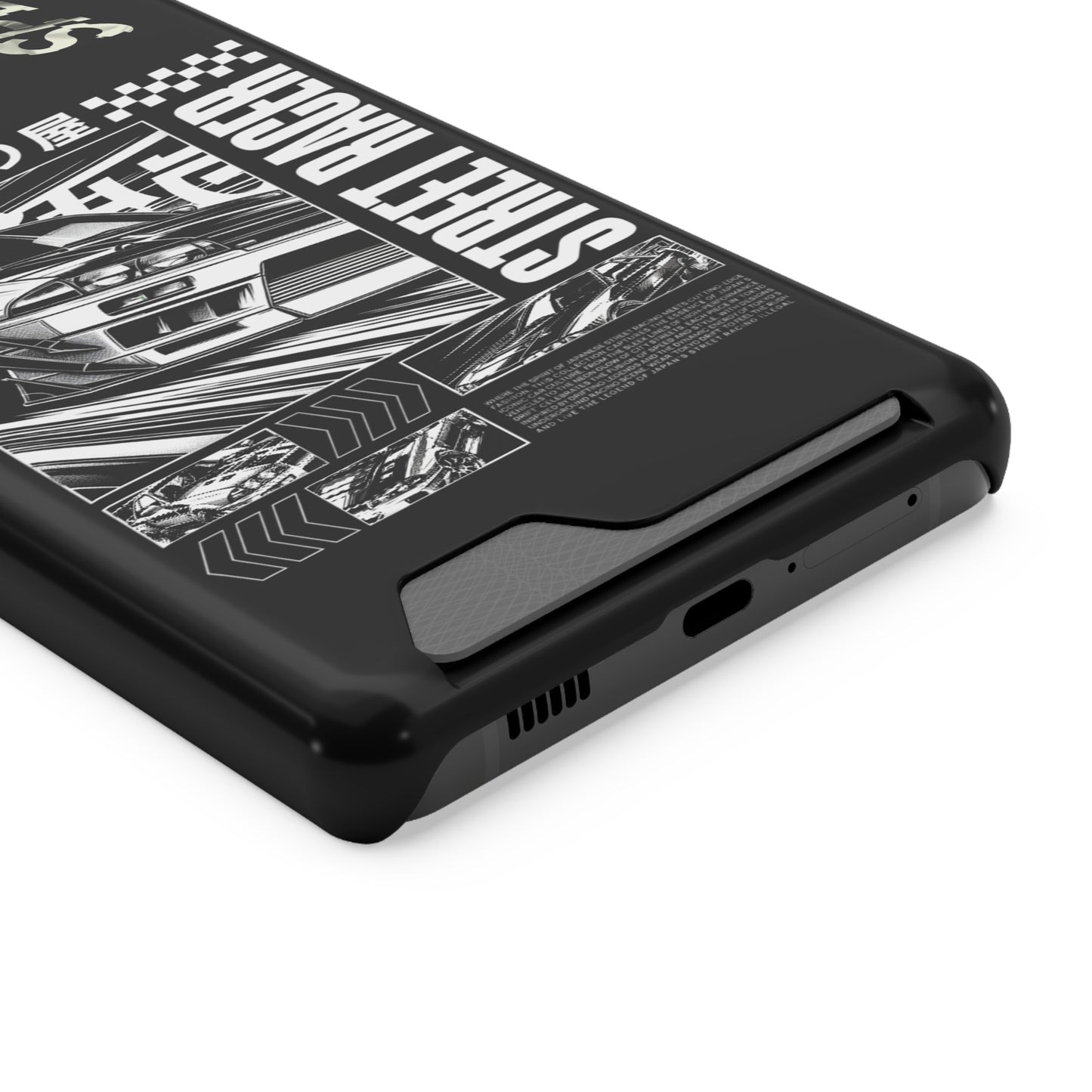 Street Race Phone Case with Card Holder, Racer's Gift, Car Enthusiast Accessory, Unique Phone Cover, Birthday Present, Modern Style
