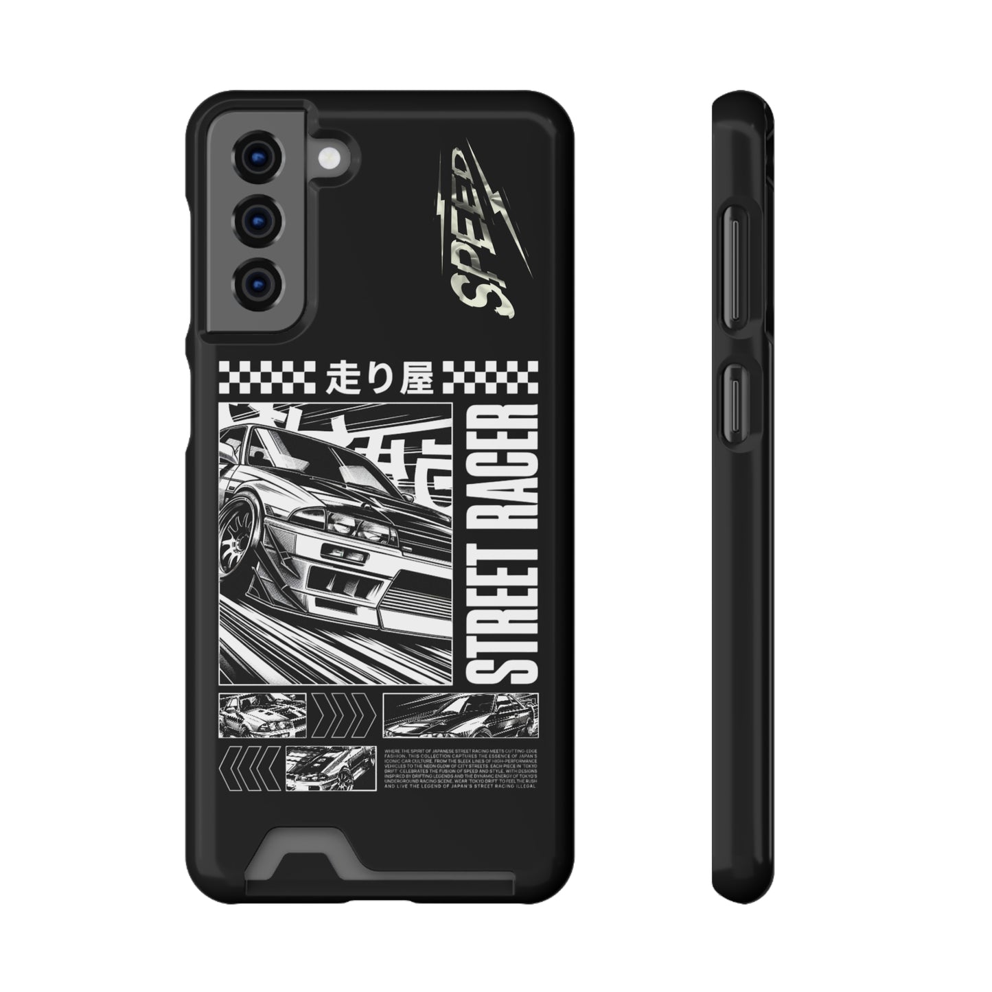 Street Race Phone Case with Card Holder, Racer's Gift, Car Enthusiast Accessory, Unique Phone Cover, Birthday Present, Modern Style