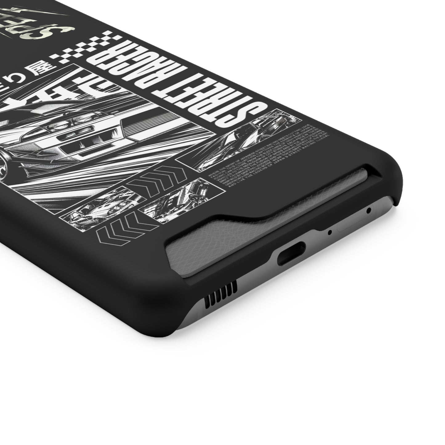 Street Race Phone Case with Card Holder, Racer's Gift, Car Enthusiast Accessory, Unique Phone Cover, Birthday Present, Modern Style