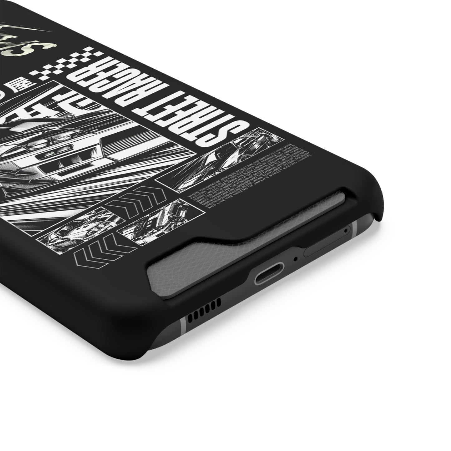 Street Race Phone Case with Card Holder, Racer's Gift, Car Enthusiast Accessory, Unique Phone Cover, Birthday Present, Modern Style