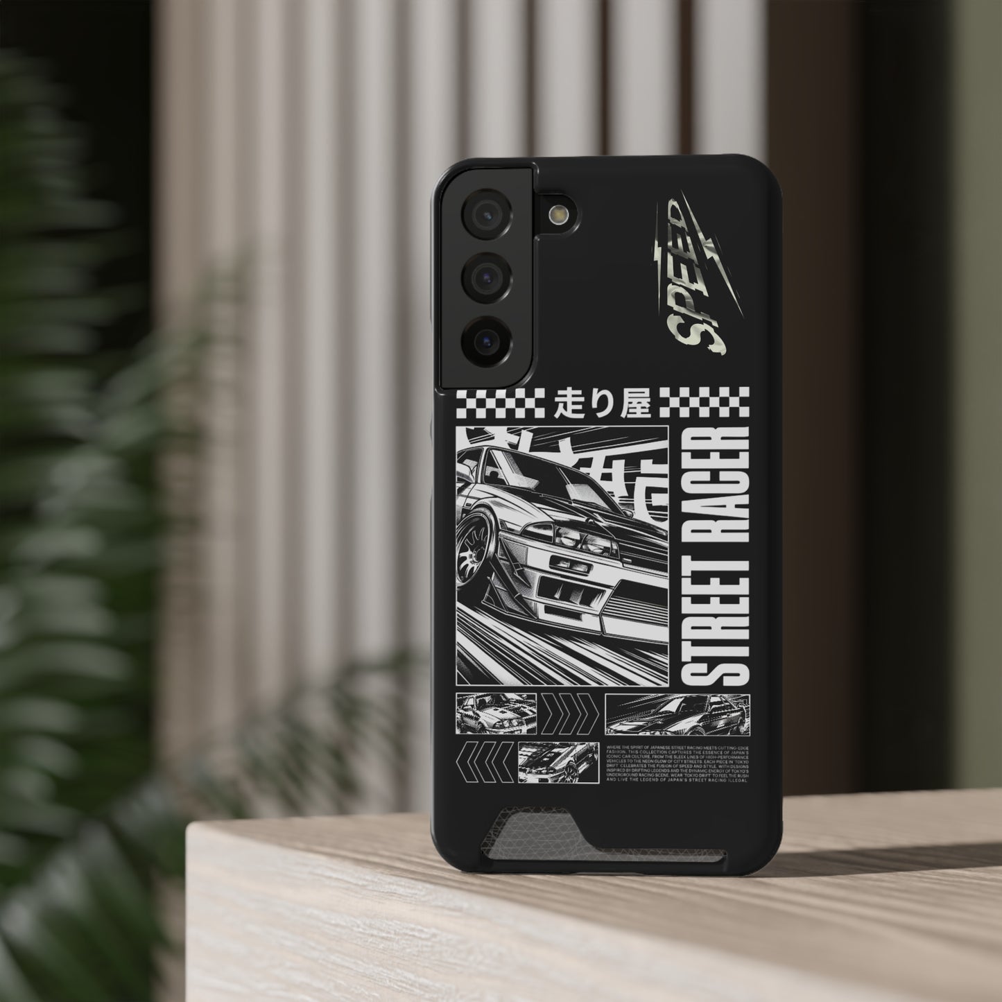 Street Race Phone Case with Card Holder, Racer's Gift, Car Enthusiast Accessory, Unique Phone Cover, Birthday Present, Modern Style