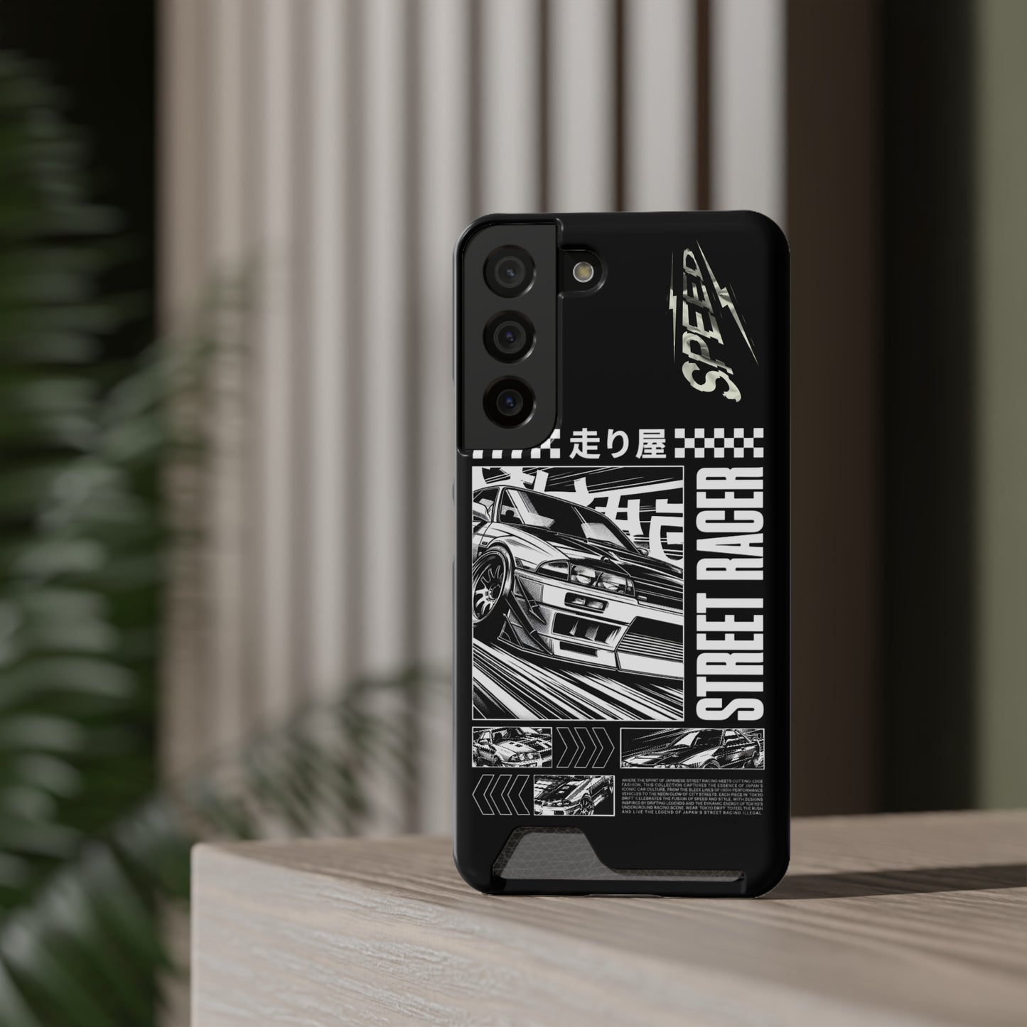 Street Race Phone Case with Card Holder, Racer's Gift, Car Enthusiast Accessory, Unique Phone Cover, Birthday Present, Modern Style