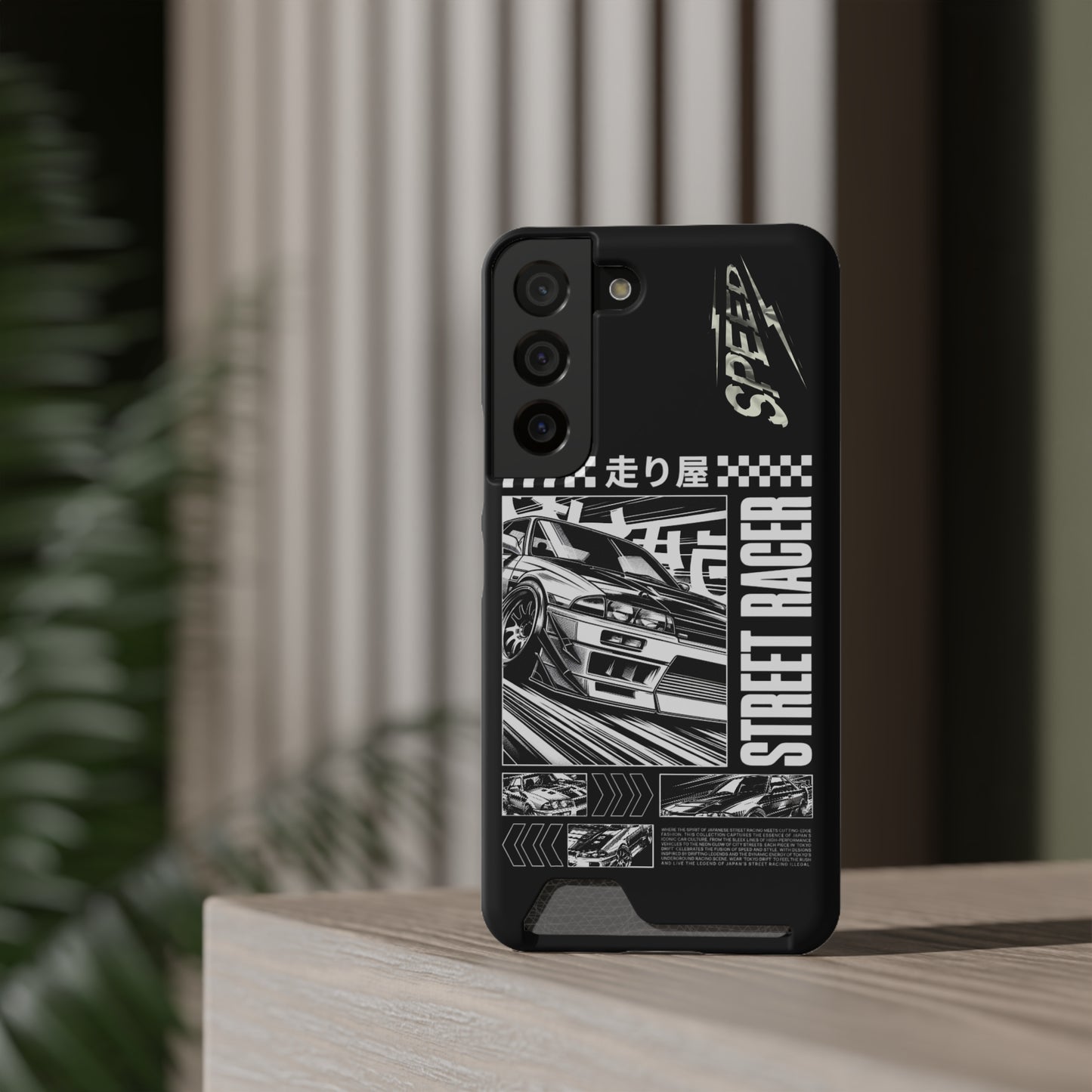 Street Race Phone Case with Card Holder, Racer's Gift, Car Enthusiast Accessory, Unique Phone Cover, Birthday Present, Modern Style