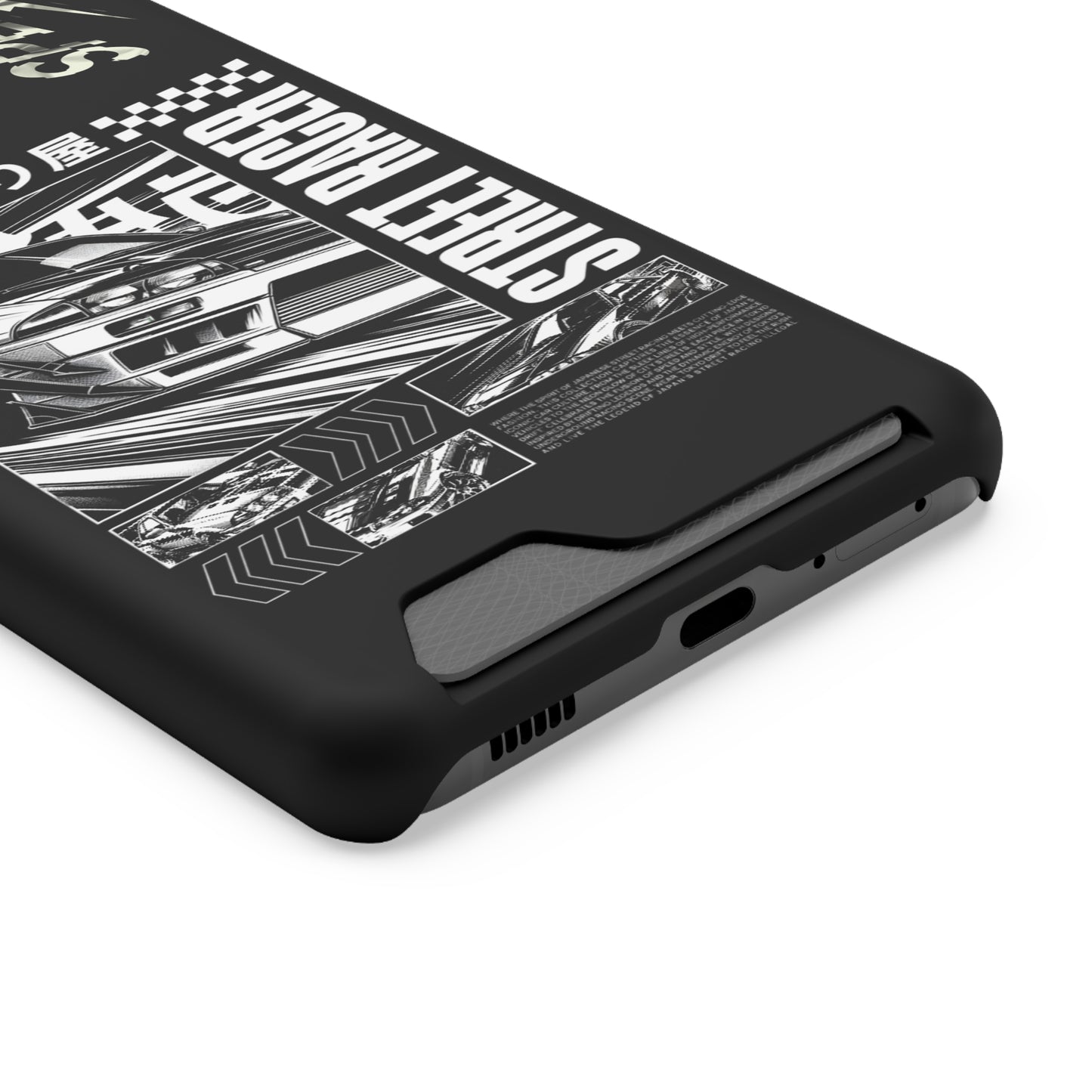 Street Race Phone Case with Card Holder, Racer's Gift, Car Enthusiast Accessory, Unique Phone Cover, Birthday Present, Modern Style