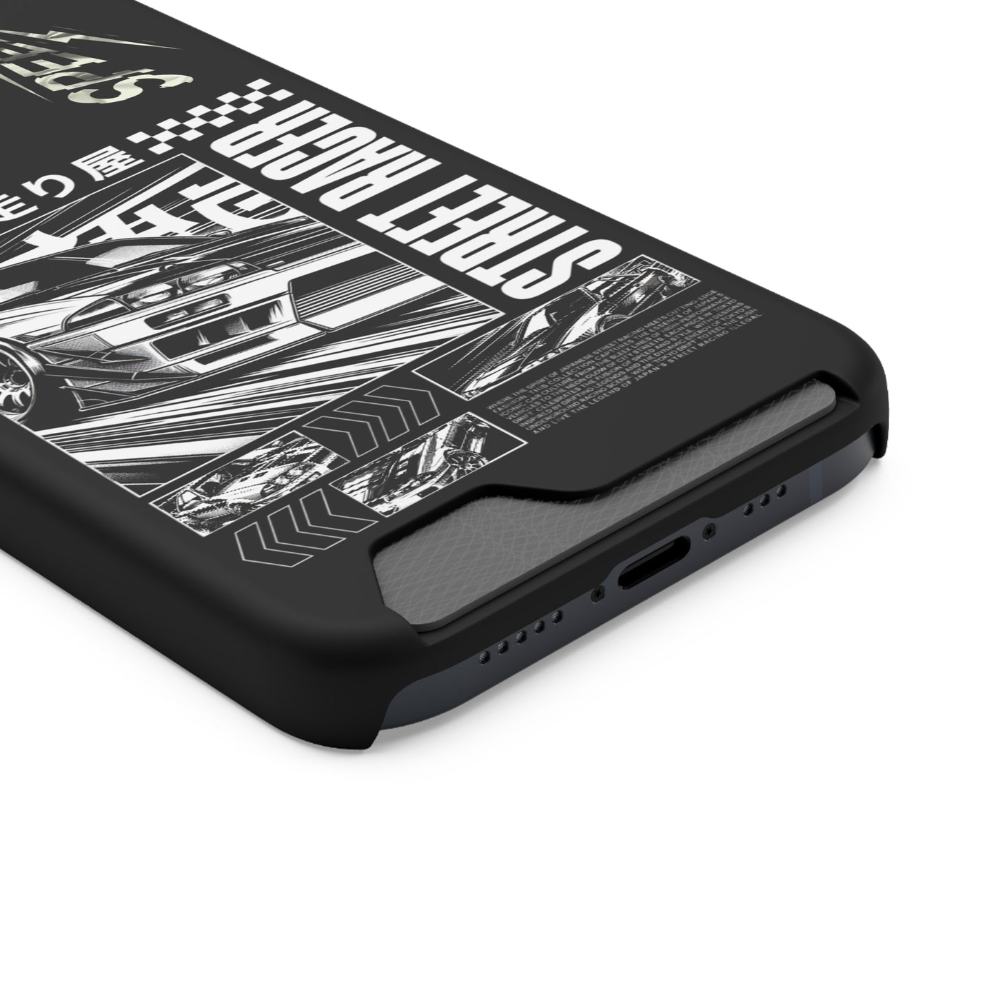 Street Race Phone Case with Card Holder, Racer's Gift, Car Enthusiast Accessory, Unique Phone Cover, Birthday Present, Modern Style