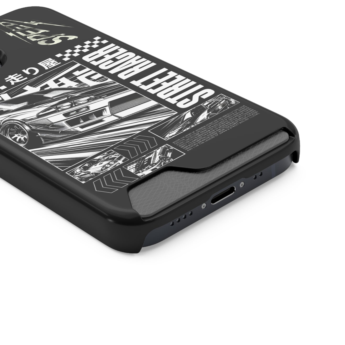 Street Race Phone Case with Card Holder, Racer's Gift, Car Enthusiast Accessory, Unique Phone Cover, Birthday Present, Modern Style