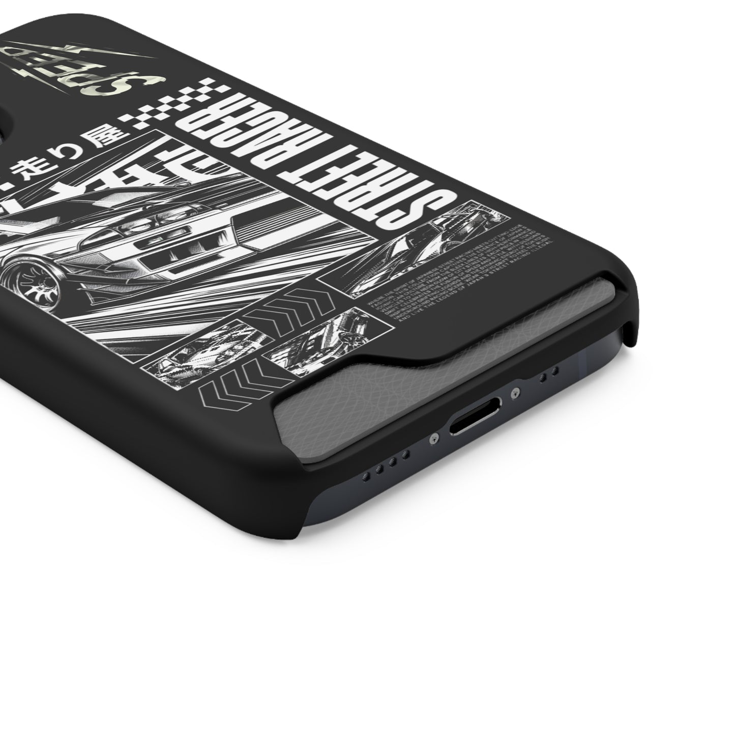 Street Race Phone Case with Card Holder, Racer's Gift, Car Enthusiast Accessory, Unique Phone Cover, Birthday Present, Modern Style