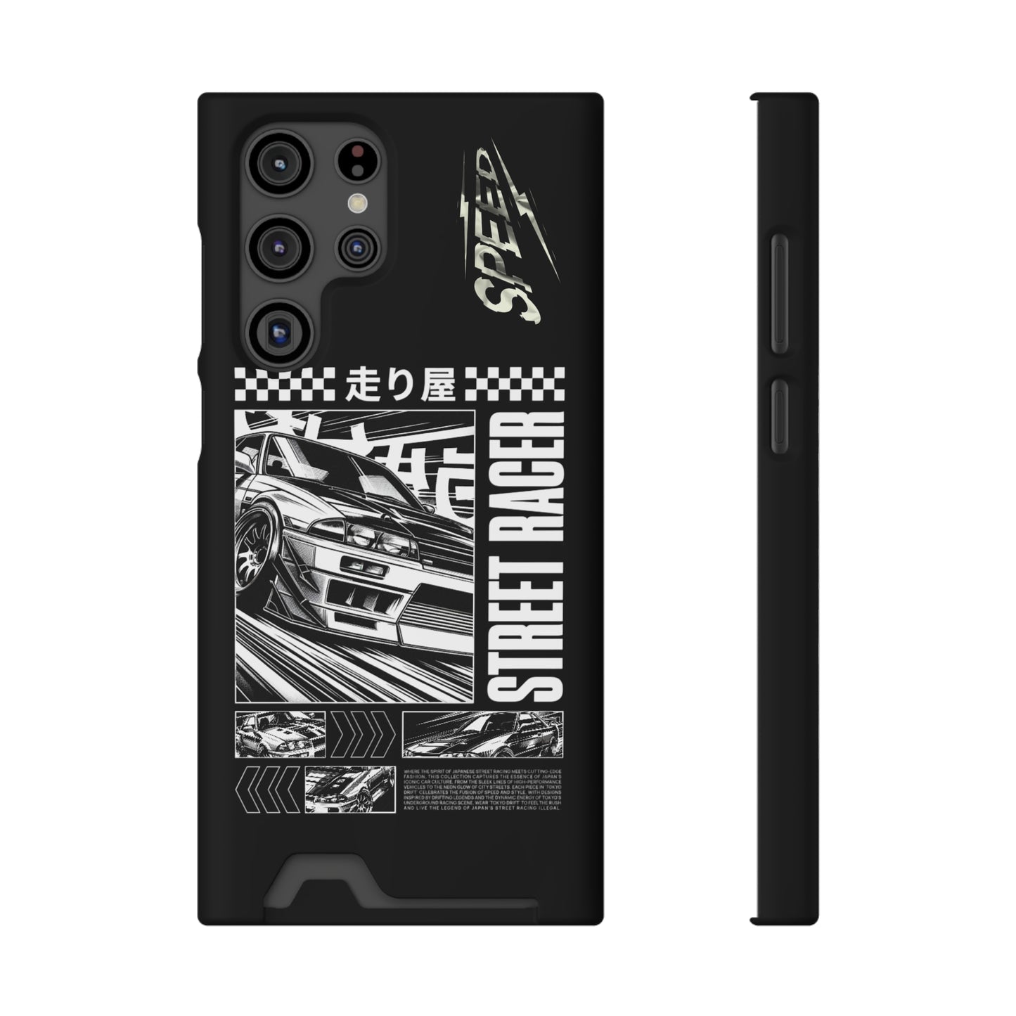 Street Race Phone Case with Card Holder, Racer's Gift, Car Enthusiast Accessory, Unique Phone Cover, Birthday Present, Modern Style