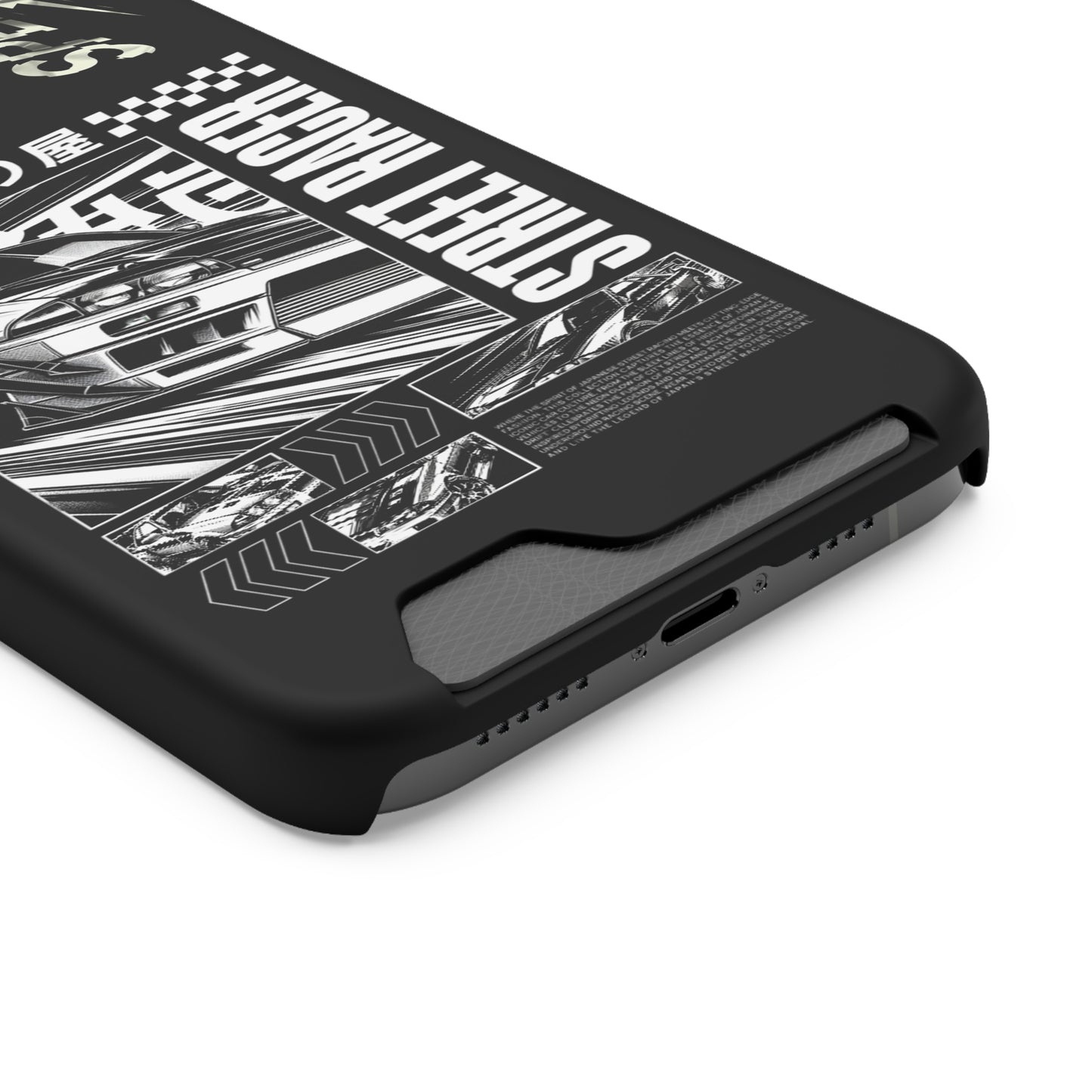 Street Race Phone Case with Card Holder, Racer's Gift, Car Enthusiast Accessory, Unique Phone Cover, Birthday Present, Modern Style