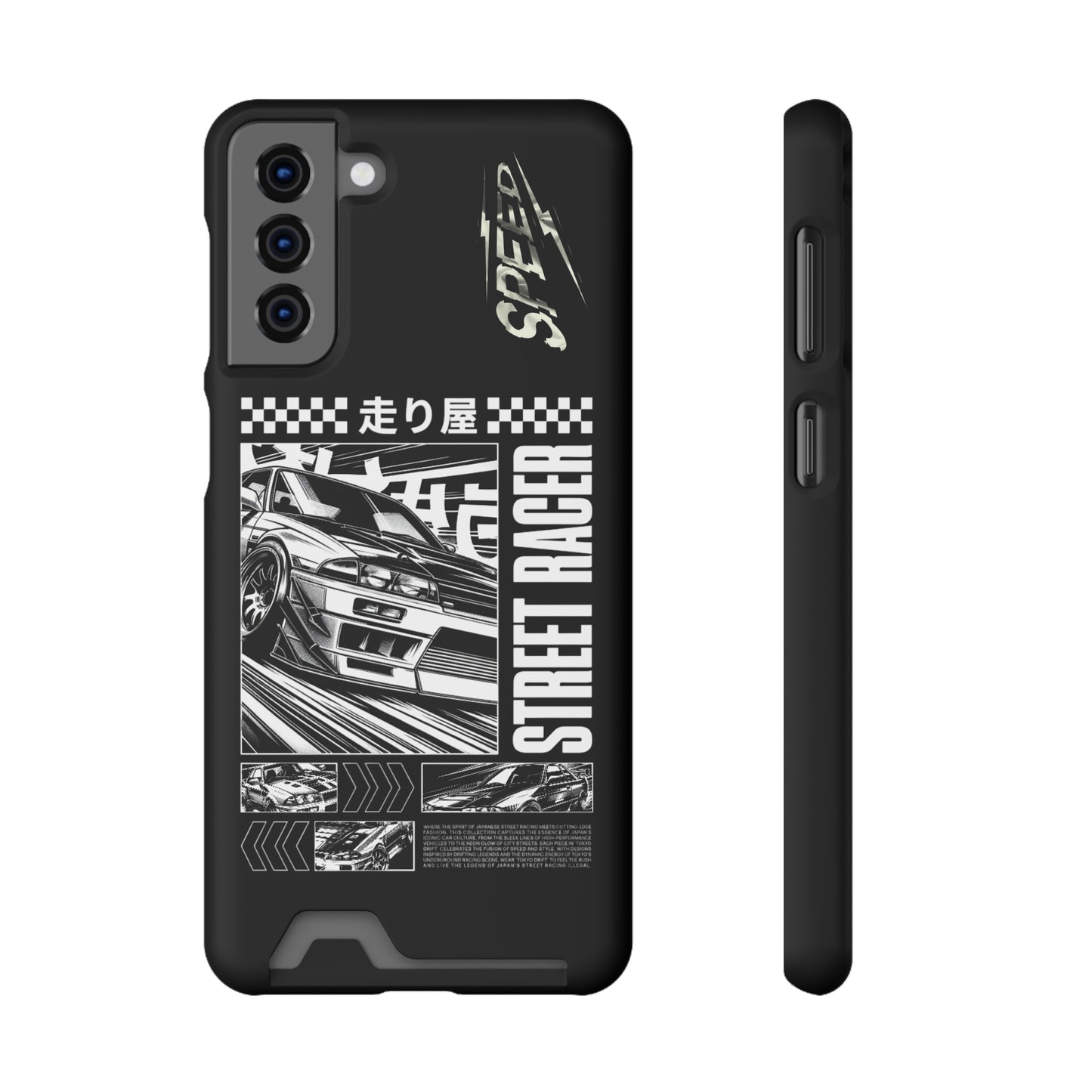 Street Race Phone Case with Card Holder, Racer's Gift, Car Enthusiast Accessory, Unique Phone Cover, Birthday Present, Modern Style