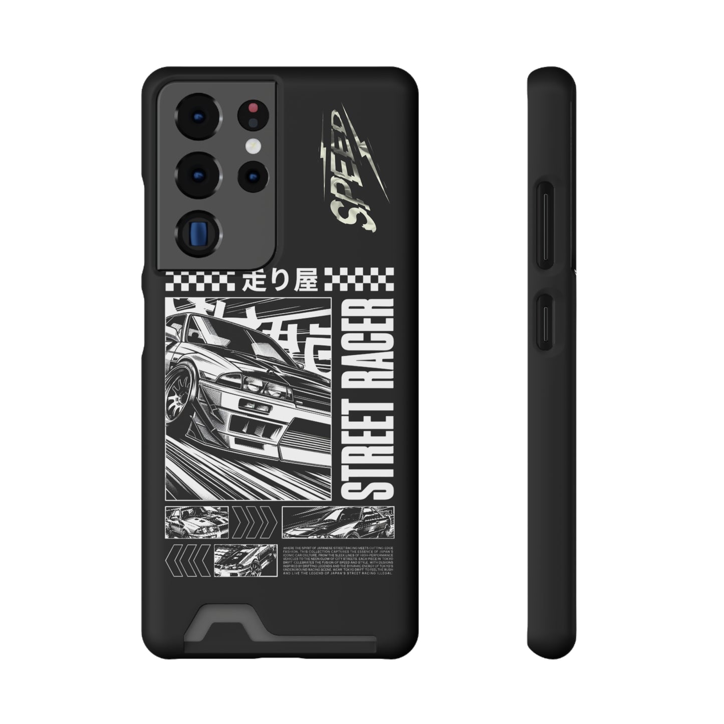 Street Race Phone Case with Card Holder, Racer's Gift, Car Enthusiast Accessory, Unique Phone Cover, Birthday Present, Modern Style