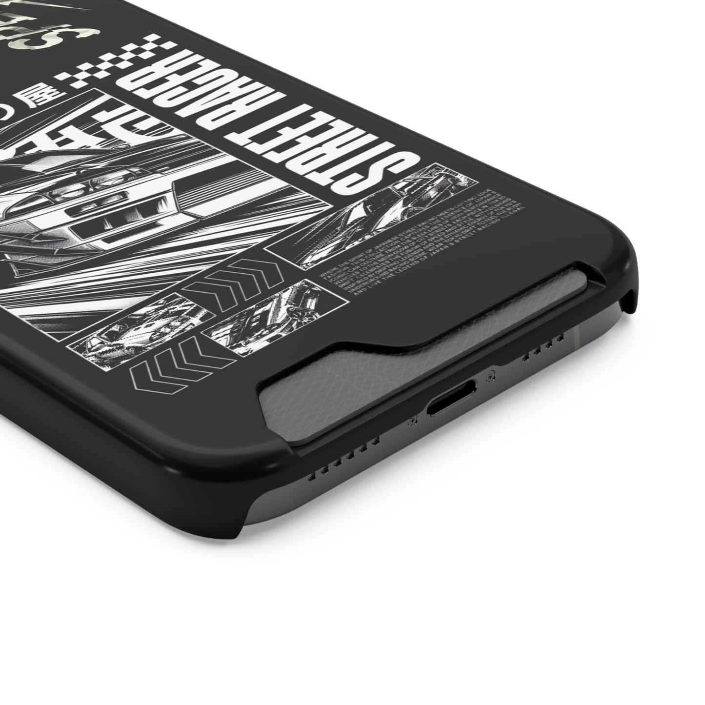 Street Race Phone Case with Card Holder, Racer's Gift, Car Enthusiast Accessory, Unique Phone Cover, Birthday Present, Modern Style