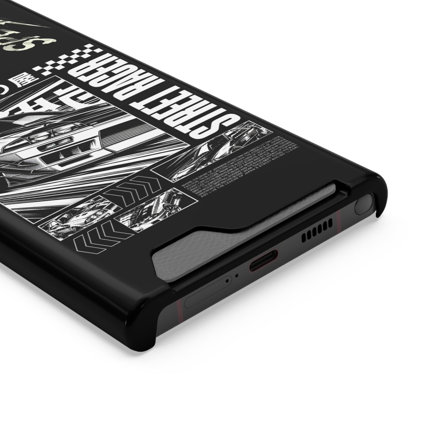 Street Race Phone Case with Card Holder, Racer's Gift, Car Enthusiast Accessory, Unique Phone Cover, Birthday Present, Modern Style