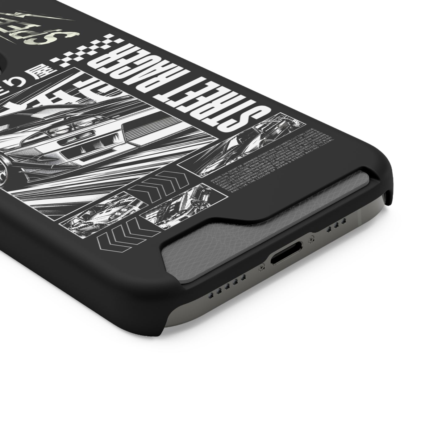 Street Race Phone Case with Card Holder, Racer's Gift, Car Enthusiast Accessory, Unique Phone Cover, Birthday Present, Modern Style