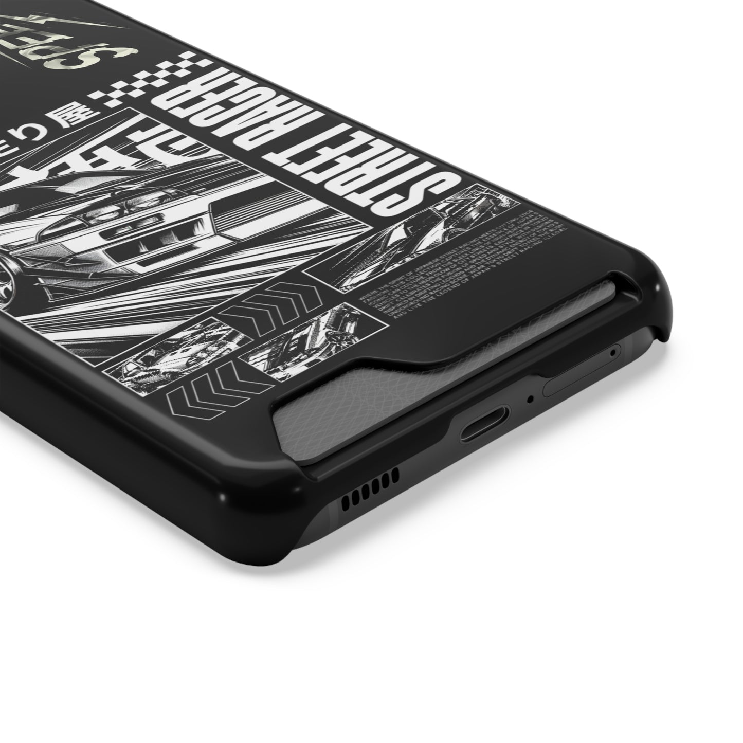 Street Race Phone Case with Card Holder, Racer's Gift, Car Enthusiast Accessory, Unique Phone Cover, Birthday Present, Modern Style